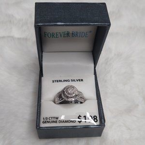 NIB Forever Bride Sterling Silver 1/3 CTTW Diamond Swirl Fashion Ring Sz 7